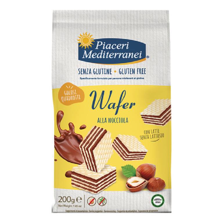 PIACERI MEDITERRANEI WAFER NOCCIOLA 200G ( FORMATO QUADRATO ) PIACERI MEDITERRANEI WAFER NOCCIOLA 200G ( FORMATO QUADRATO )