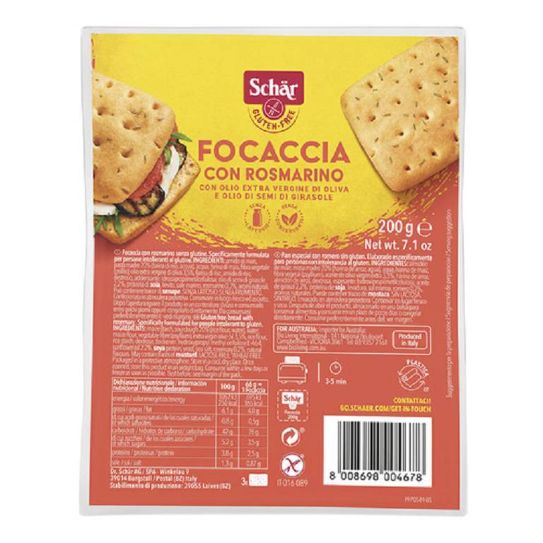 SCHAR FOCACCIA C/ROSMARINO200G SCHAR FOCACCIA C/ROSMARINO200G